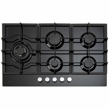 Euro Appliances 90cm Black Tempered Glass Gas Cooktop ECT900GBK2
