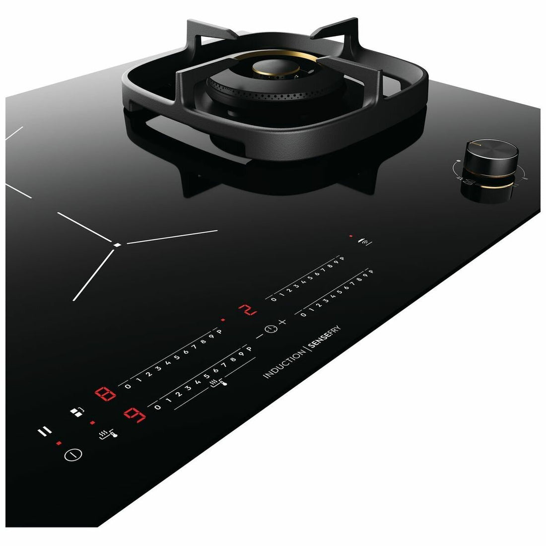 Electrolux 90cm Gas Wok Burner & 4 Zone Induction Cooktop with Hob2Hood EHH957BE