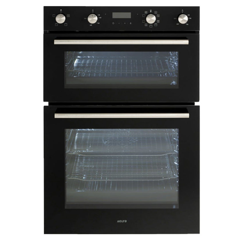 Black double oven on a white background