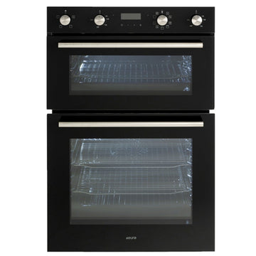 Black double oven on a white background