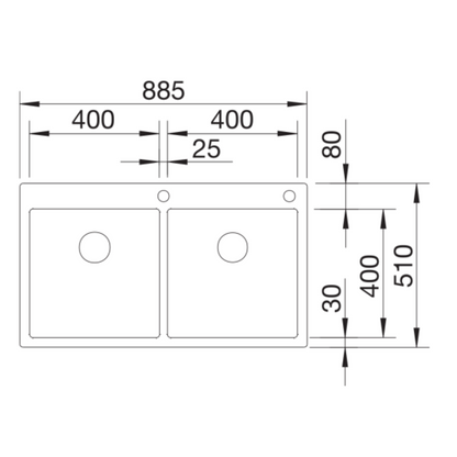 Blanco Claron 400/400-IF/A Inset Bowl Stainless Steel CLARON400400IFAK5 (Factory Clearance)