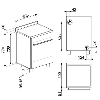 Smeg 60cm Dual Fuel Upright Stove Stainless Steel FS61XNG8-1