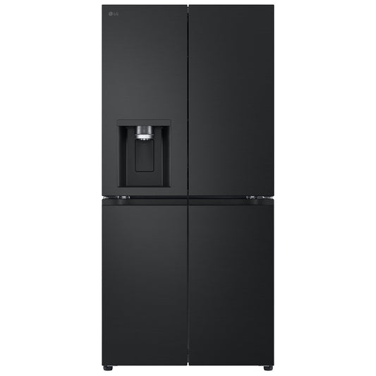 LG 508L French Door Fridge with Slim Non-Plumbed In-Door Ice and Water Dispenser Matte Black GF-LN500MBL