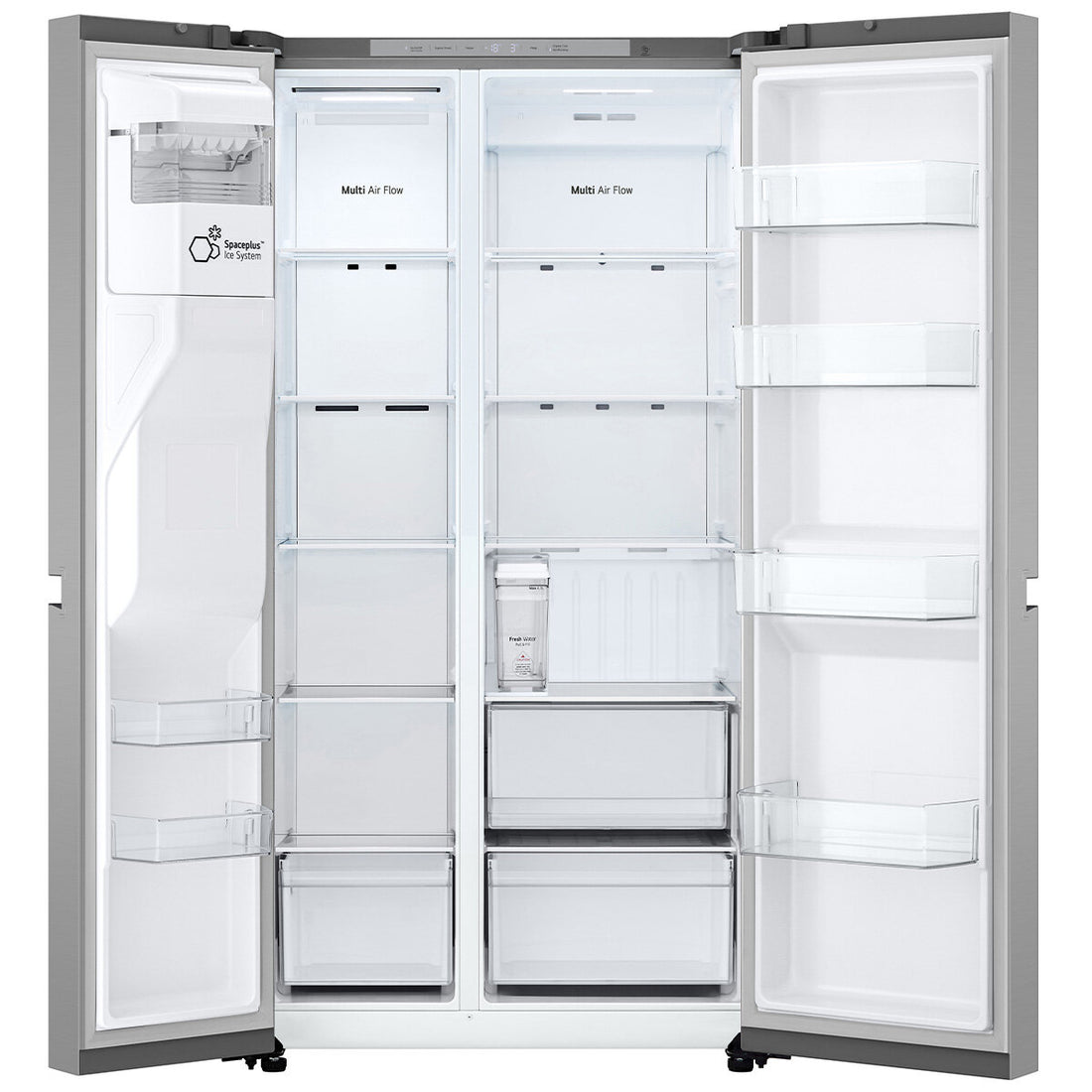 LG 641L Side by Side Refrigerator with Non-Plumbed Ice and Water Stainless Steel GS-N599PL
