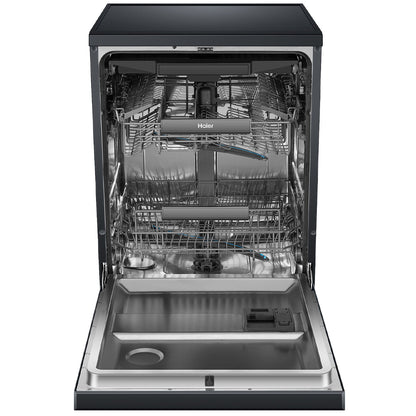 Haier 600 Series Freestanding Dishwasher with Steam Black HDW15F3B1