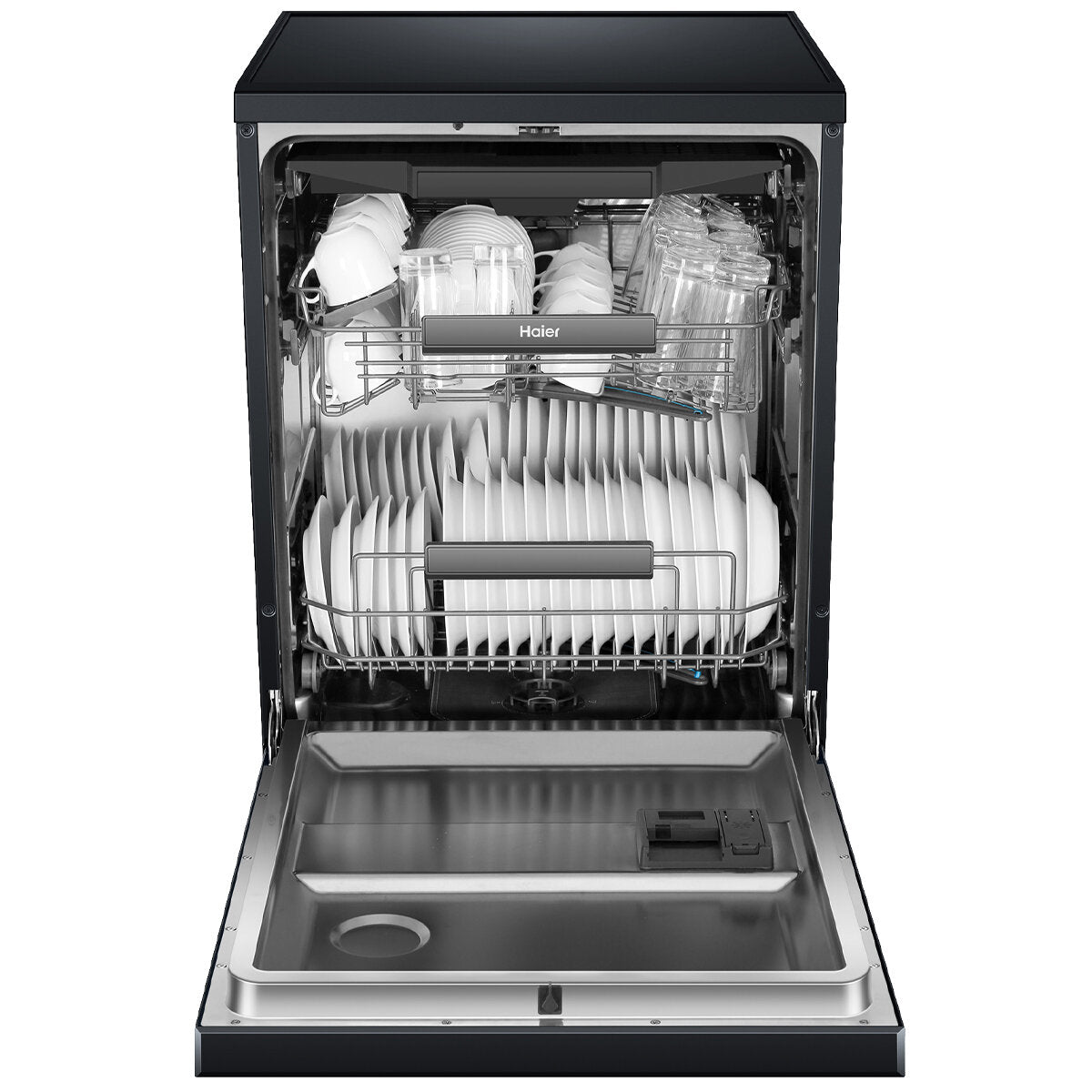 Haier 600 Series Freestanding Dishwasher with Steam Black HDW15F3B1