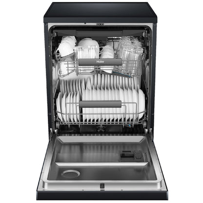 Haier 600 Series Freestanding Dishwasher with Steam Black HDW15F3B1