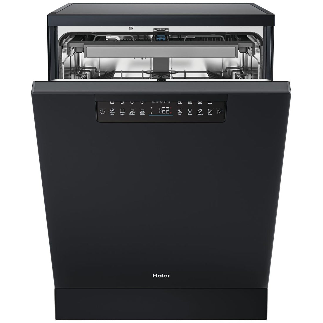 Haier 600 Series Freestanding Dishwasher with Steam Black HDW15F4B1