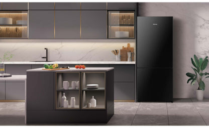 Hisense 417L PureFlat Eco Vision Bottom Mount Refrigerator Black Steel HRBM418E