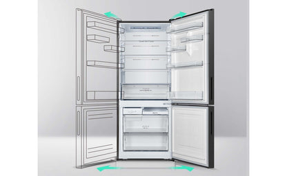 Hisense 417L PureFlat Eco Vision Bottom Mount Refrigerator Black Steel HRBM418E