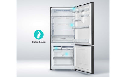 Hisense 417L PureFlat Eco Vision Bottom Mount Refrigerator Black Steel HRBM418E
