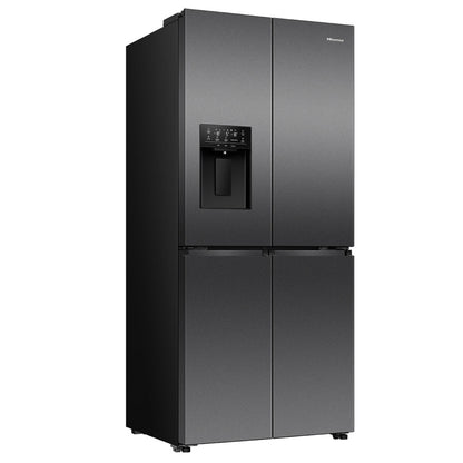 Hisense 483L French Door Fridge Black Steel with Non-plumbed Ice and Water Dispenser HRCD483TBW