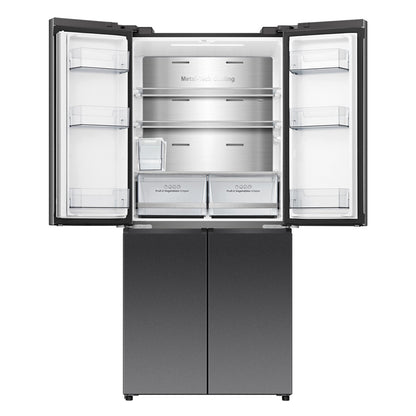 Hisense 483L French Door Fridge Black Steel with Non-plumbed Ice and Water Dispenser HRCD483TBW