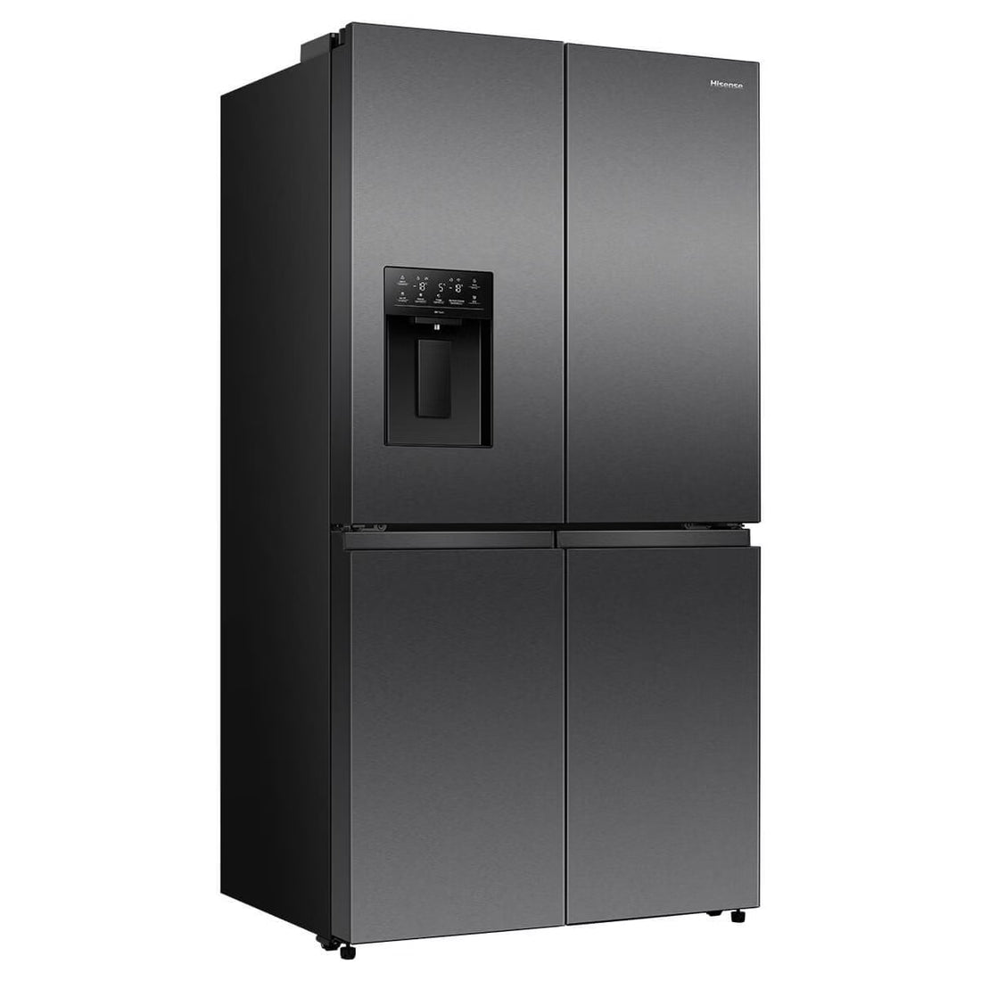 Hisense 640L PureFlex Quad Door Refrigerator with Non-Plumbed Ice and Water Dispenser Dark Stainless Steel HRCD640TBW