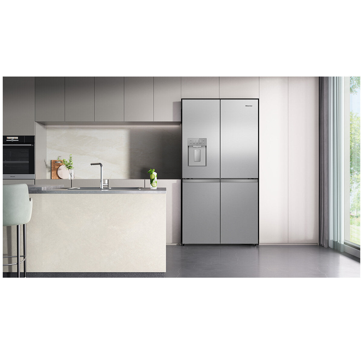 Hisense 640L PureFlex French Door Refrigerator with Non-Plumbed Ice and Water Dispenser Stainless Steel HRCD640TSW