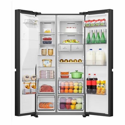 Hisense 632L Side by Side Refrigerator Black Steel HRSBS632BW