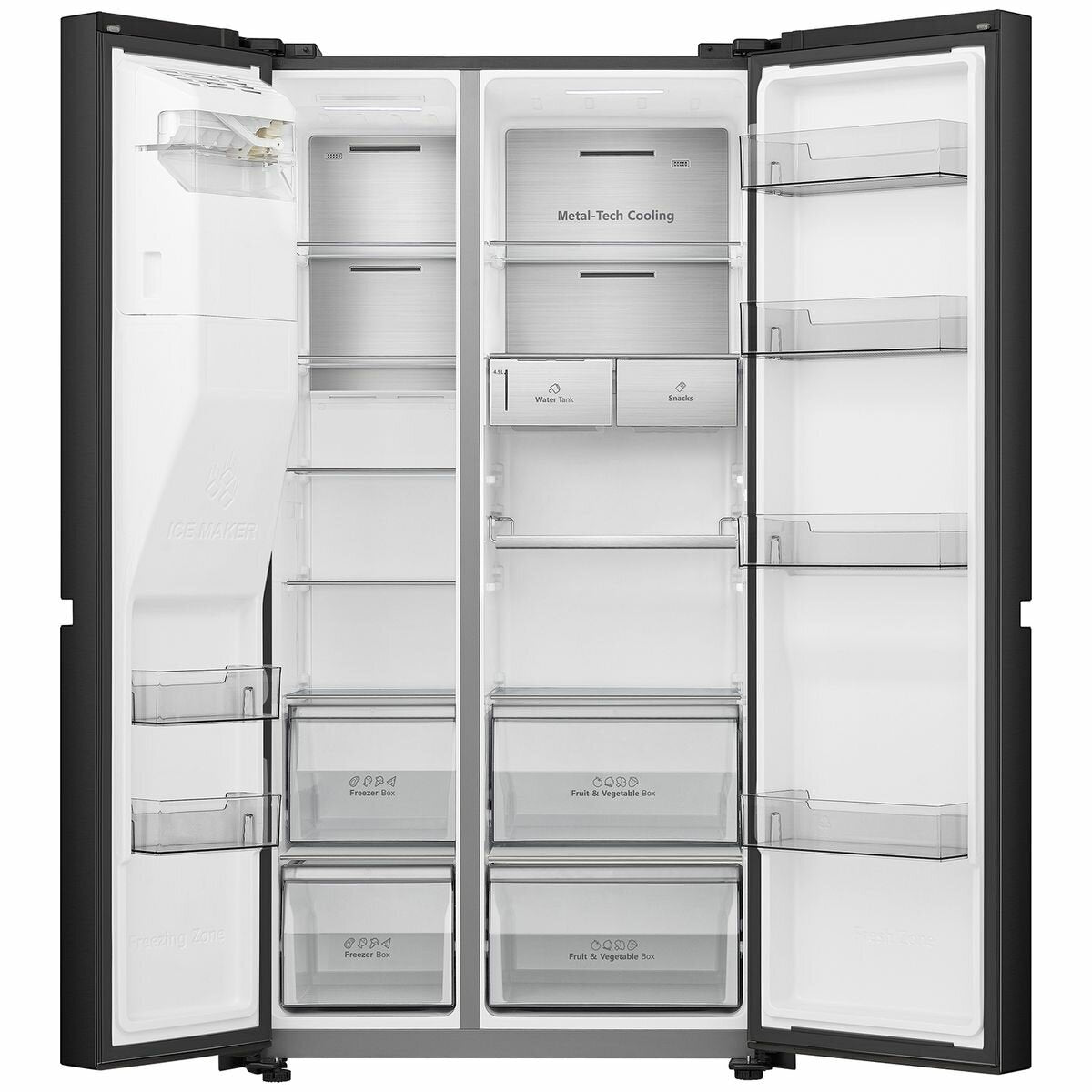Hisense 632L Side by Side Refrigerator Black Steel HRSBS632BW