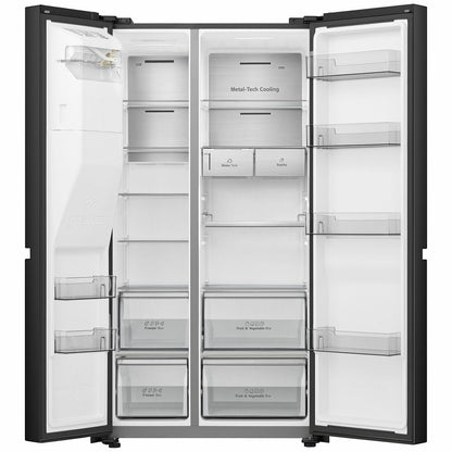Hisense 632L Side by Side Refrigerator Black Steel HRSBS632BW