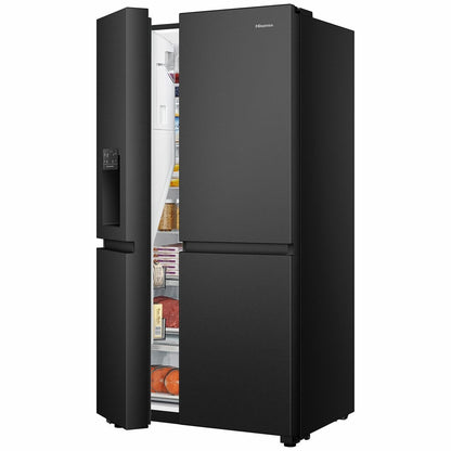 Hisense 632L Side by Side Refrigerator Black Steel HRSBS632BW