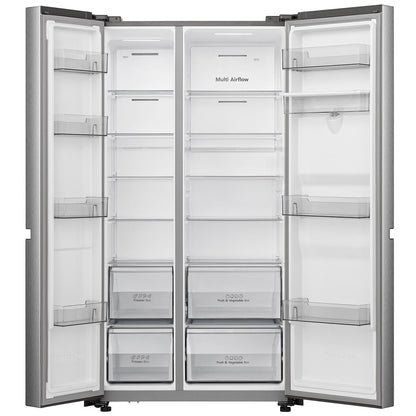 Hisense 649L Side by Side Refrigerator with Non-Plumbed Water Dispenser Stainless Steel HRSBS649SW