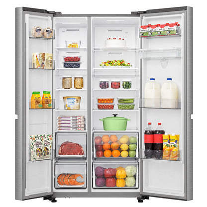 Hisense 649L Side by Side Refrigerator with Non-Plumbed Water Dispenser Stainless Steel HRSBS649SW