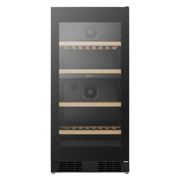 Hisense 108 Bottle Dual Zone Wine Cabinet Black Glass HRWC108B