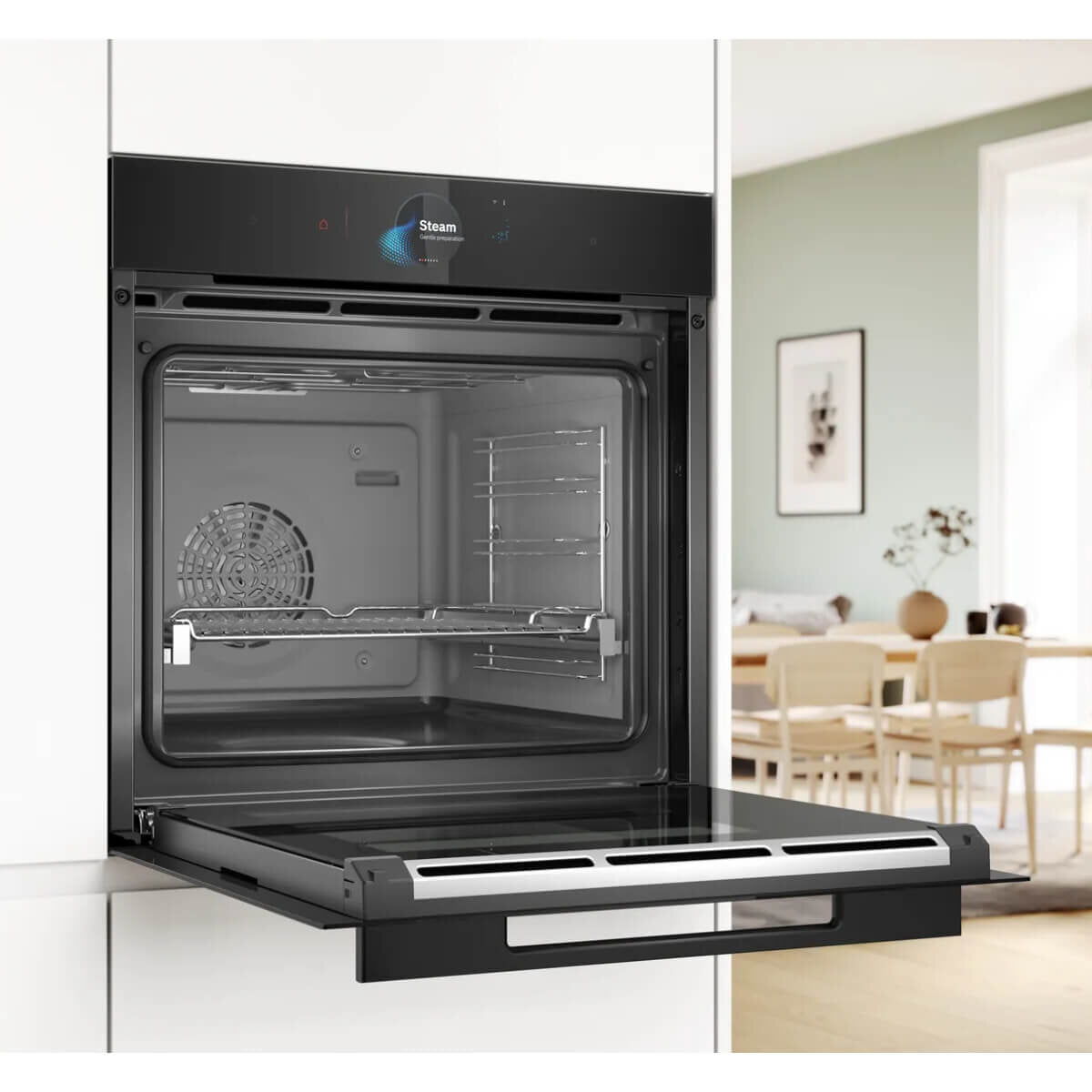 Bosch Series 8 Accentline 60cm Built-in Oven with Steam Function Black HSG958DB1A