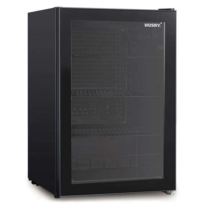 Husky 130L Anti-Condensation Glass Door Bar Fridge Black HUS130HDBLK