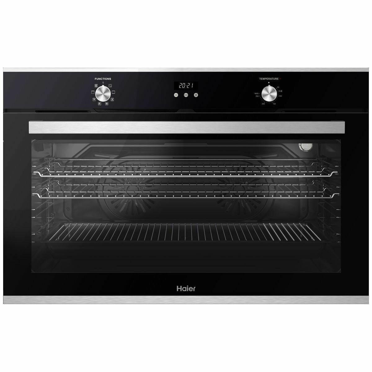 Haier 90cm Built-In Oven HWO90S10EX2 black glass stainless steel