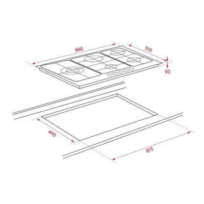 InAlto 90cm Gas Cooktop with Wok Burner ICG905WS