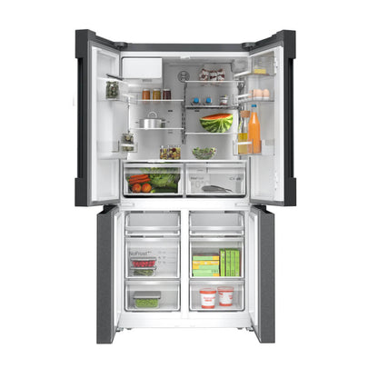 Bosch Series 6 Quad Door Fridge Freezer Plumbed Water with Ice Black Stainless KFD96AXEAA