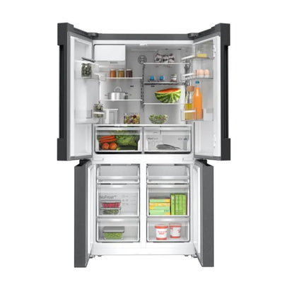 Bosch Series 6 Quad Door Fridge Freezer Non-Plumbed Water with Ice Black Stainless KFI96AXEAA