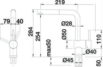 Blanco Kitchen Mixer with Pull Out Tap Anthracite LINUSSA