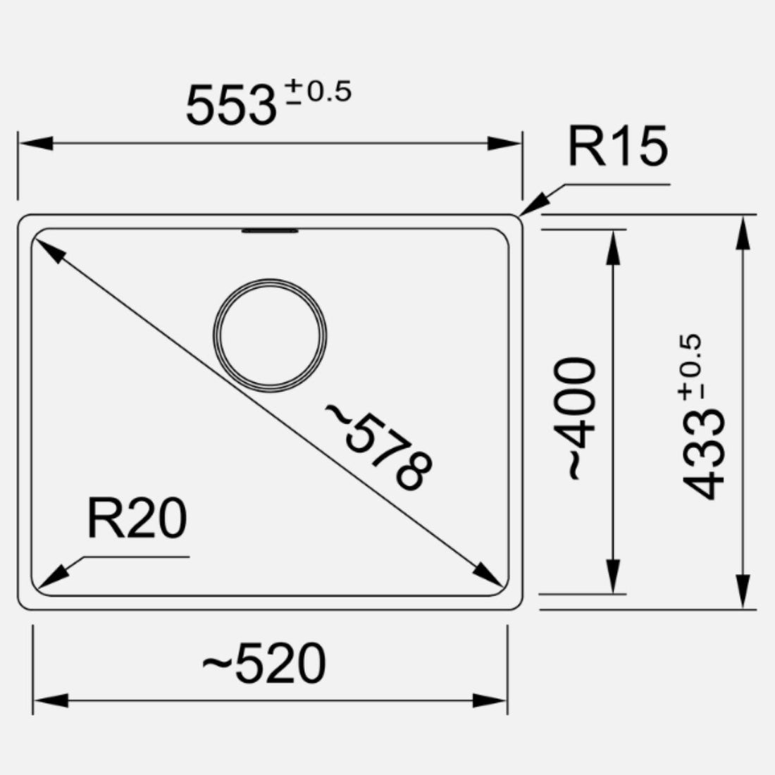 Franke Maris 520mm Single Bowl Flushmount Sink Onyx MRG210-52ON-B