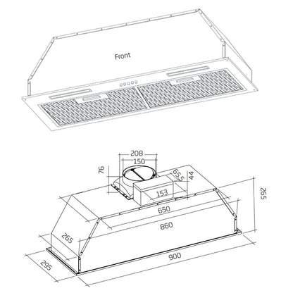 Schweigen 90cm Stainless Steel Undermount Rangehood with On-Board Motor NAUM-9