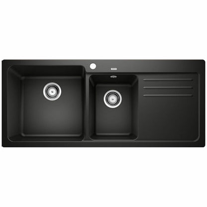 Blanco Bowl and 3/4 Inset Sink with Right Hand Drainer Black NAYA8SBK5