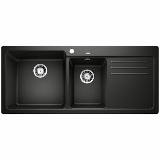 Blanco Bowl and 3/4 Inset Sink with Right Hand Drainer Black NAYA8SBK5