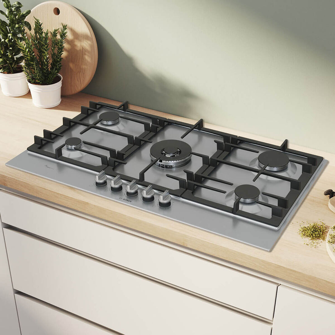 Bosch Series 6 90cm Gas Cooktop with Flame Select PCR9A5I90A