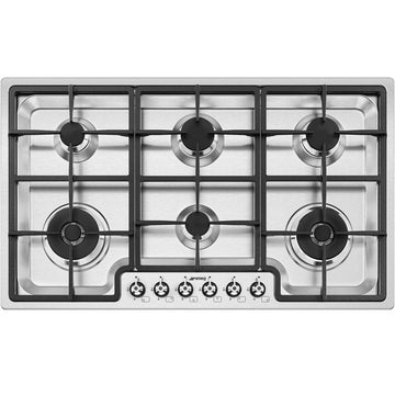 Smeg 90cm Classic 6 Burner Stainless Steel Cooktop PGA962