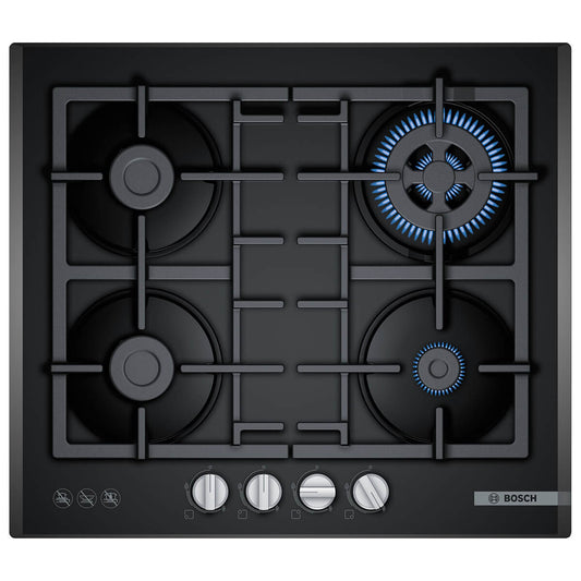 Bosch 60cm Series 4 Gas Cooktop Black Tempered Glass PNH6B6B91A