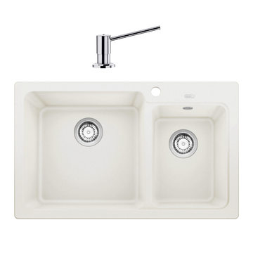 Blanco Topmount Double Sink White With Bonus Soap Dispenser NAYA8WK5 (Factory Clearance)