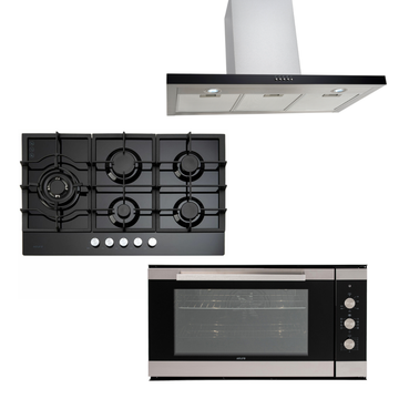 Euro Appliances 90cm Cooking Pack EO900MX2 + ECT900GBK2 + EMT90CS