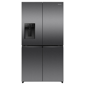 Hisense 640L PureFlex Quad Door Refrigerator with Non-Plumbed Ice and Water Dispenser Dark Stainless Steel HRCD640TBW