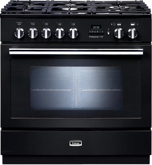 Falcon 90cm Professional FXP Freestanding Dual Fuel Pyrolytic Oven/Stove Black and Chrome PROP90FXPDFGBCH (Ex-Display)