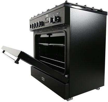 Falcon 90cm Professional FXP Freestanding Dual Fuel Pyrolytic Oven/Stove Black and Chrome PROP90FXPDFGBCH (Ex-Display)