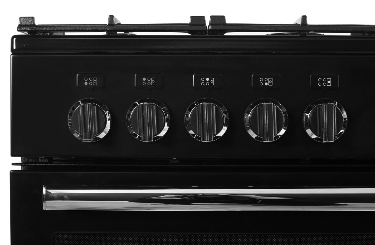 Falcon 90cm Professional FXP Freestanding Dual Fuel Pyrolytic Oven/Stove Black and Chrome PROP90FXPDFGBCH (Ex-Display)