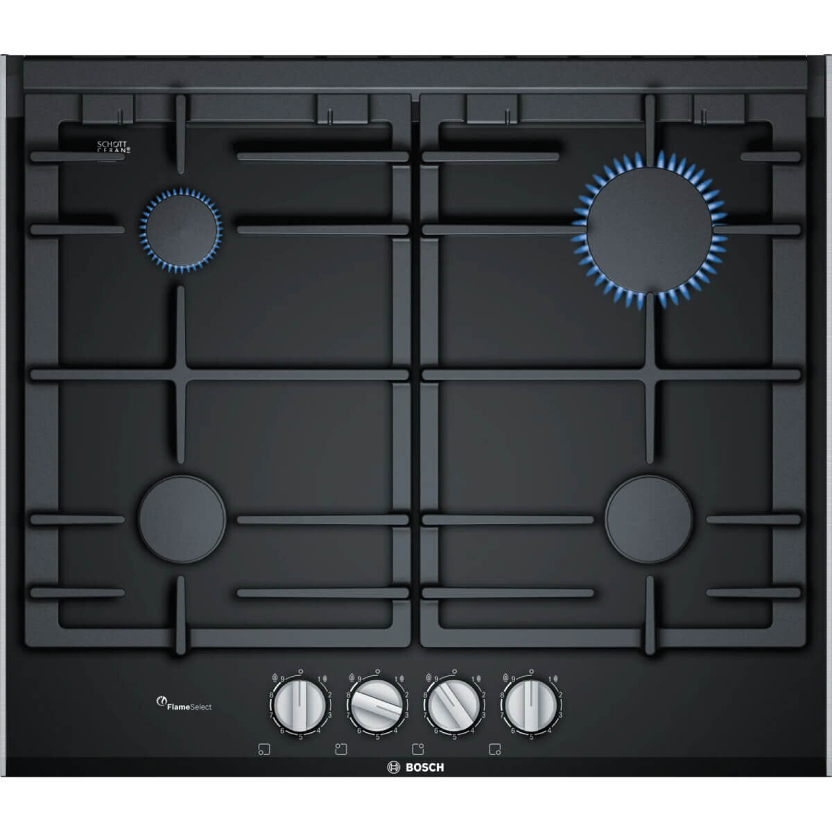 Bosch 60cm Series 8 Gas Ceramic Glass Cooktop Black PRP6A6B70A