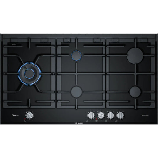 Bosch Series 8 Accentline 90cm Gas Cooktop Ceramic Glass Black PRS9A6L70A