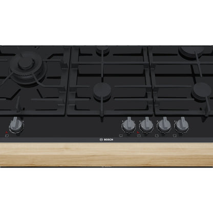 Bosch Series 8 Accentline 90cm Gas Cooktop Ceramic Glass Black PRS9A6L70A