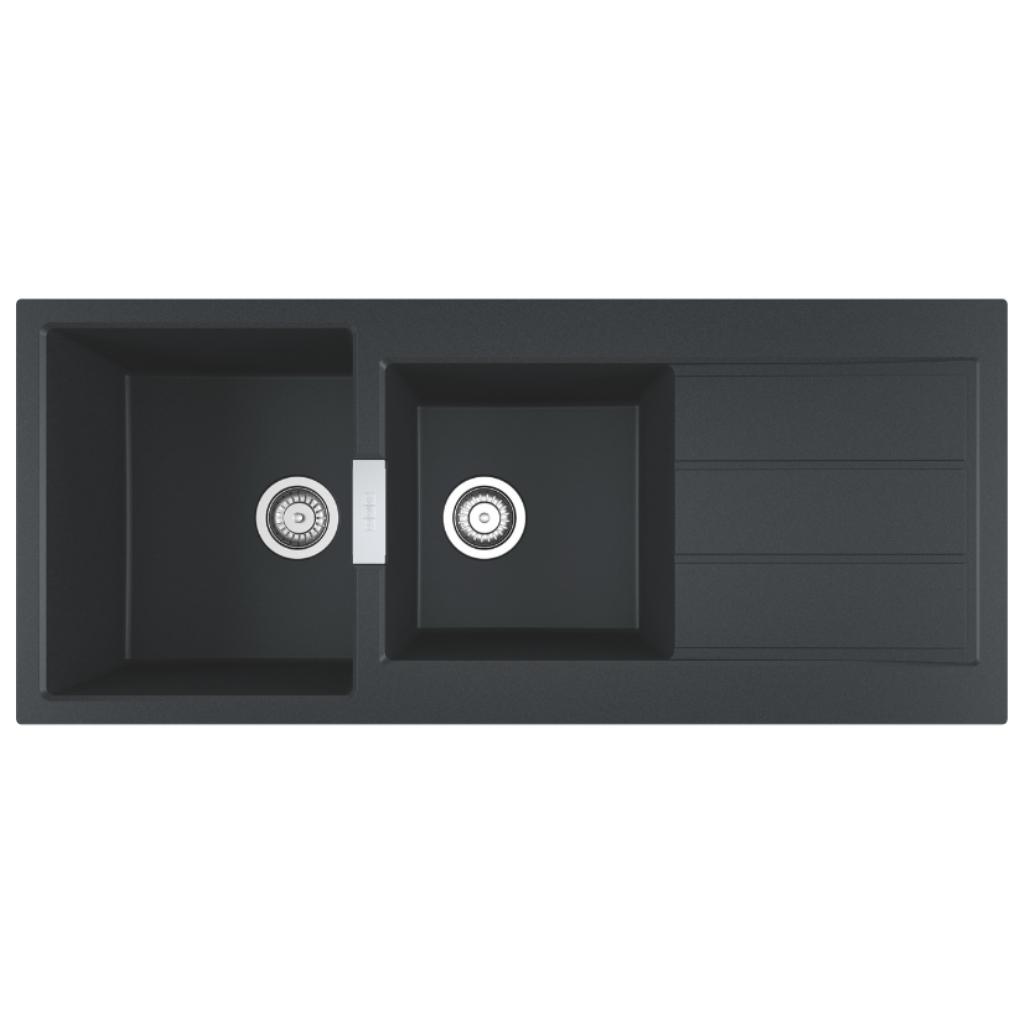 Franke Sirius 2.0 Double Bowl Sink with Drainer Carbon Black S2D621CB